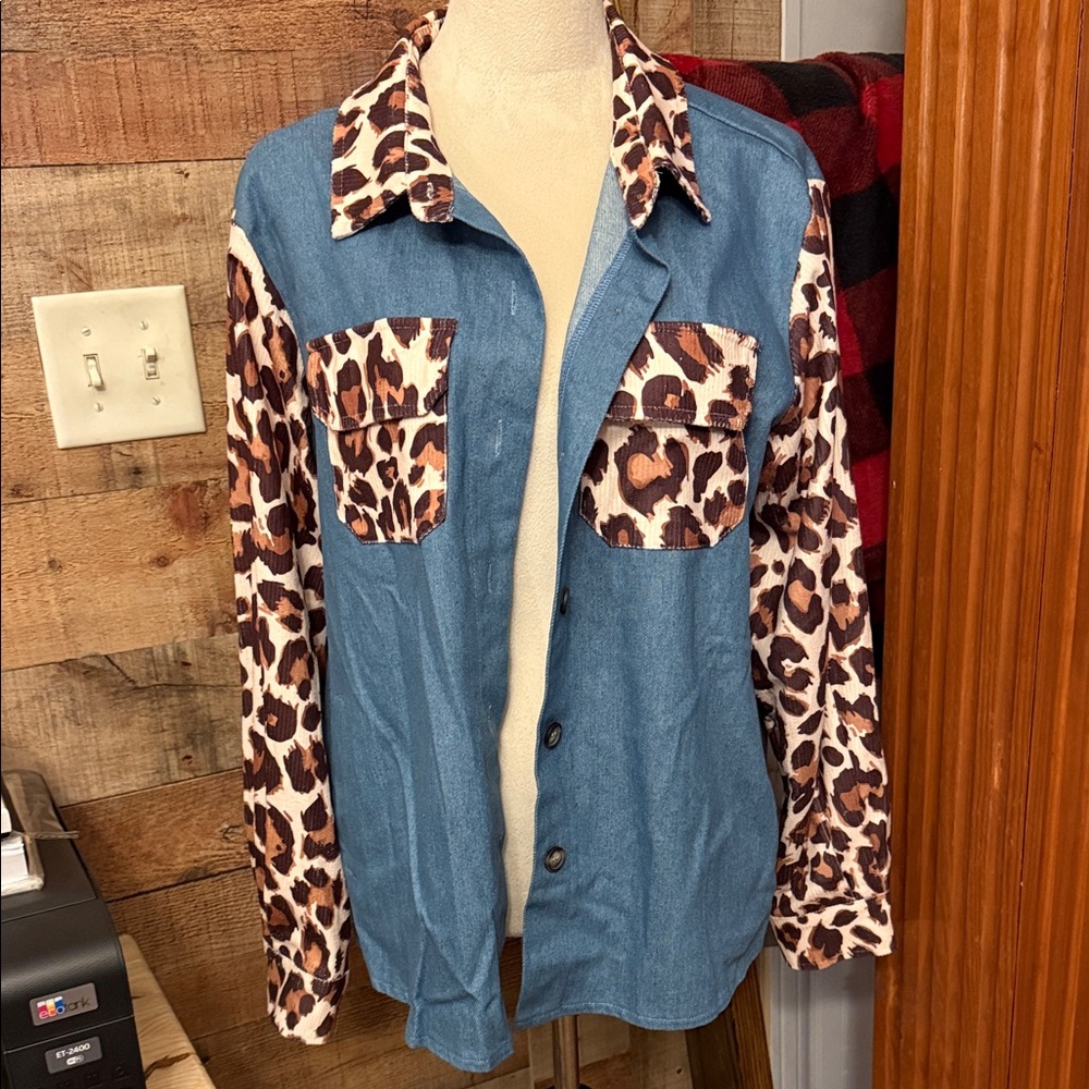 Leopard Print Denim Jacket